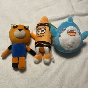 Plush Toy Set - Orange, Blue, and White